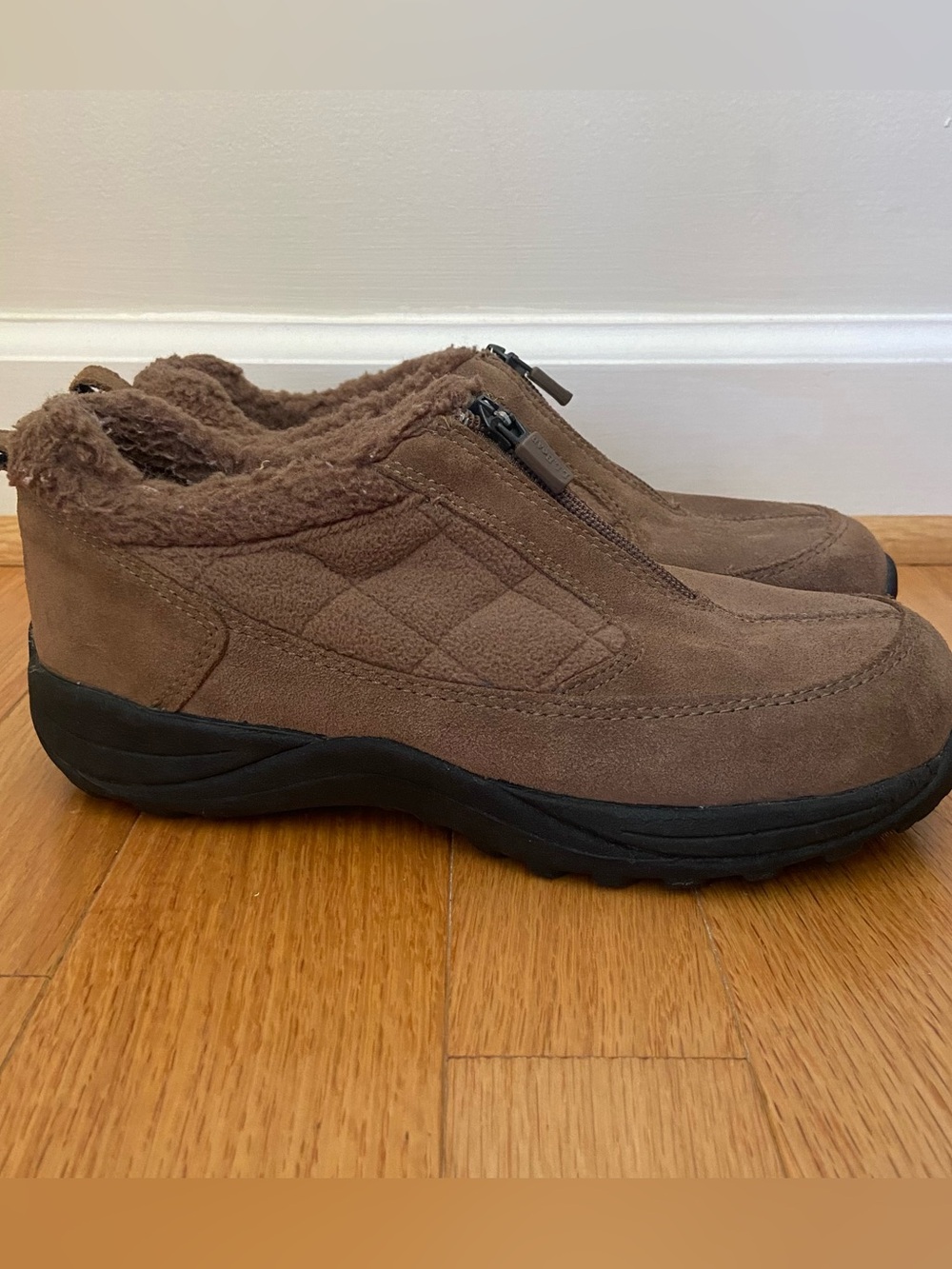 LL Bean Primaloft Insulated Brown Suede Zip Winter Shoes Womens 6 Outdoor Gorp